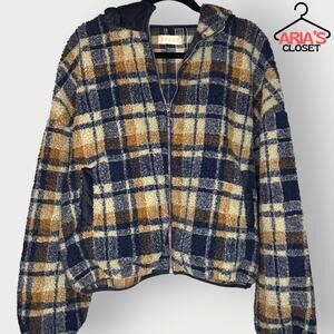 Altar'd State Fleece Flannel Full Zip Coat